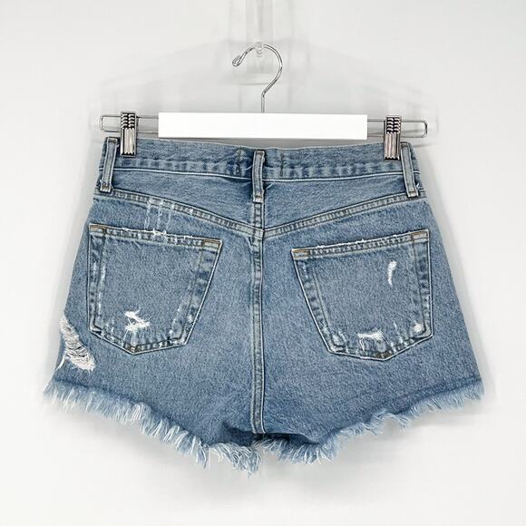 AGOLDE Parker Denim Shorts Swapmeet Raw Hem Distressed Women’s Size 23 Cotton - Picture 5 of 5